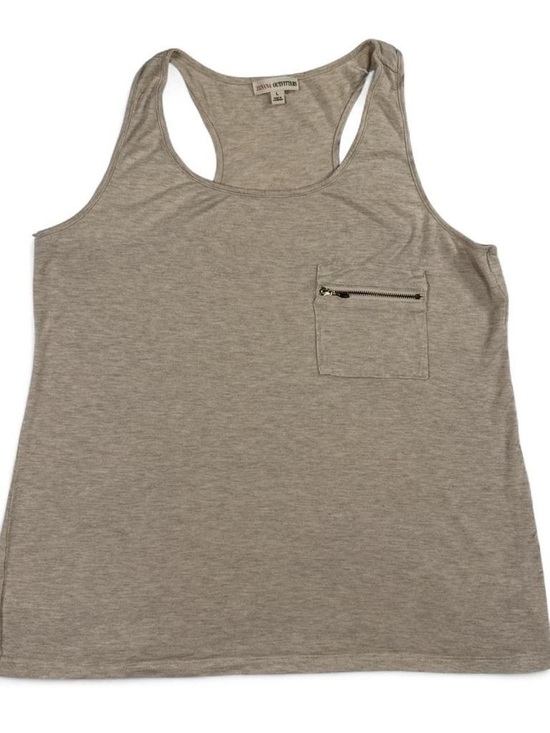 Zenana Outfitters Tops - Zenana Outfitters Taupe/Beige Racerback Tank with Zip Pocket